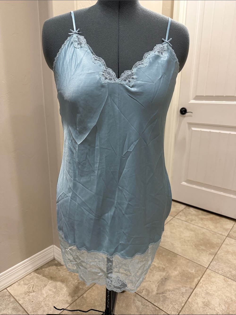 Victoria's Secret Pale Blue Lace-Trim Slip